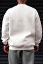 Men's White Dreamer Printed 0 Zero Collar Oversize Loose Fit Fleece Sweatshirt - 2