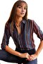 Women's Navy Blue Claret Red Striped Viscose Shirt