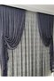 Gray 2 Wing Tulle Background Curtain - Slub Patterned Drawstring Model - 8