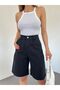 Women's Pleated Bermuda Shorts Loose Cut