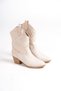 Women's Cream Skin Embroidered Cowboy Boots - 4