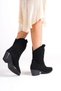 Women's Black Suede Embroidered Cowboy Boots - 3