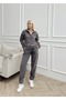 Polar Fabric Zippered Women's Tracksuit Set - Stand Collar - 5