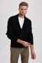 Black Standard Fit Shawl Collar Knitted Detailed Buttoned Knitwear Cardigan X7969Az23Au - 3