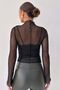 Tulle Detail Women's Blouse - Black - 2
