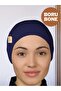 Pipe Bonnet Navy Blue Front Seamless Snap-on Ready Practical Lycra Combed Cotton Hijab Sports Shawl Scarf Bandana - 2