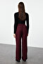 Burgundy Straight Cut Woven Fabric Trousers TWOAW22PL0321 - 6