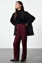 Burgundy Straight Cut Woven Fabric Trousers TWOAW22PL0321 - 3