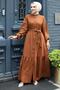 Buttoned Layered Detailed Ferace Brown 4422 - 4