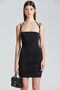 2420 Gathered Front Rope Detailed Black Dress