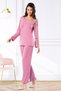 8617 Women's Long Sleeve Lace Detailed Pajama Set-Dried Rose - 2