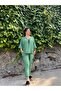 Green Comfortable Fit Oversize Large Size Linen Suit - 4