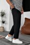 Boyfriend Men's Stitched Waffle Fabric Elastic Waist Black Jogger - 5