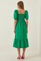Women's Green Flounced Chest Elastic Balloon Sleeve Summer Basement Dress - 4
