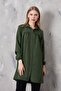 Women's Imported Linen Tunic Shirt with Gathered Front and Elastic Sleeves - 2