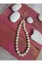 Gold Detailed Phone Lanyard with Pearls Phone Accessory Charm - 2