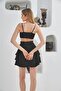 Side Window Back Elastic Strap Dress Look Night Cocktail Shorts Jumpsuit Black - 3