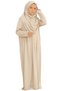 Two Pieces Kids Prayer Dress Set Suit with Scarf, Islamic Clothing Suit for Girls - Ecru - 4