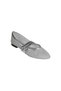 YAZKIŞ Women's Black Silver Ballerinas - Plain Scarf and Mesh