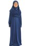 Two Pieces Kids Prayer Dress Set Suit with Scarf, Islamic Clothing Suit for Girls - Navy Blue