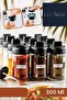 6 Pieces Spice Bowl Set with Lid, Spoon and Lock Label - (300 ML) Glass Jar 6 Pieces - 6