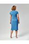 Women's Blue Dress with Short Sleeves Pockets - 5