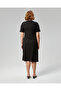 Women's Short Sleeve Wide Black Dress - 5