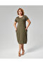 Women's Green Dress with Short Sleeves Pockets