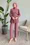 Sleeve Pearl Waist Gathered Dusty Rose Set - 4