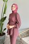 Sleeve Pearl Waist Gathered Dusty Rose Set - 2