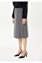 Knee Length A-Line Gray Color Wide Pleated Woven Skirt - 6