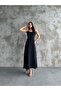 Thin Straps, Waist Detail, Gipeli Back, Modal Fabric Long Dress - 3