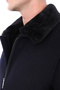 2627 Men's Navy Blue Coat with Top Pockets, Fur Collar and Zipper - 3