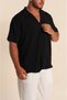Men's Black Color Short Sleeve Apaj Collar Ayrobin Shirt - 3