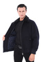 2627 Men's Navy Blue Coat with Top Pockets, Fur Collar and Zipper - 4