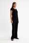 Women's Cotton Soft Textured Lycra Stretch Fabric Basic Black V-Neck T-Shirt - 7