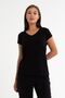 Women's Cotton Soft Textured Lycra Stretch Fabric Basic Black V-Neck T-Shirt