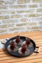 Set of 2 45 Cm Metal Tray with Wooden Handles and 37 Cm Black Tray Tea Coffee Presentation Tray - 3