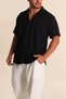 Men's Black Color Short Sleeve Apaj Collar Ayrobin Shirt - 2