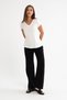 Women's Cotton Soft Textured Lycra Stretch Fabric Basic White V-Neck T-Shirt - 5