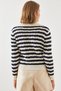 Women's Ecru Navy Blue Hairline Polo Collar Sweater 20247505 - 6