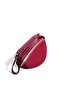 Women's Burgundy Cherry Red Matte Belt Strap Asymmetrical Cut Shoulder Bag Cranberry - 8