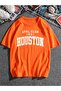 Houston 1991 T-shirt - Orange, Printed, Crew Neck, Oversize, Short Sleeve, Loose