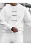 Today Sweatshirt - White Printed Oversize Raised Crew Neck