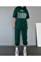 Coutre Sweatpants and T-Shirt -Green Jogger T-Shirt Bottom Top Tracksuit Set Oversize Crew Neck - 2