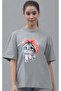 Women's Black Cute Little Cat Printed T-shirt - 7