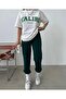 Valiri t-shirt and Jogger Pants Sweatpants - White and Navy Printed Tracksuit Set, Oversized Crew Neck - 2