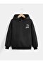 Fun All Day Sweatshirt - Black Printed Oversize Ribbon Hoodie