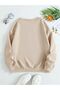California Hotel Sweatshirt - Beige Printed Oversize Hooded Crew Neck - 2