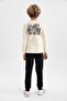 Boy's Back Printed Long Sleeve Combed Cotton Pajamas Set B2286A823Wn - 5
